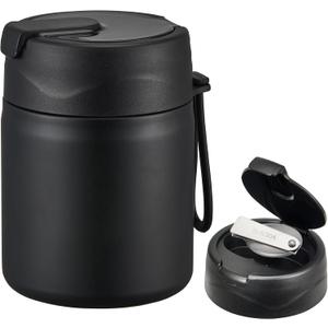 17oz Soup Thermo for Hot Food Kids,Insulated Food Jar with Spoon,Thermo Hot Food Lunch Container,Wide Mouth Leakproof Stainless Steel Lunch Box for School-Black