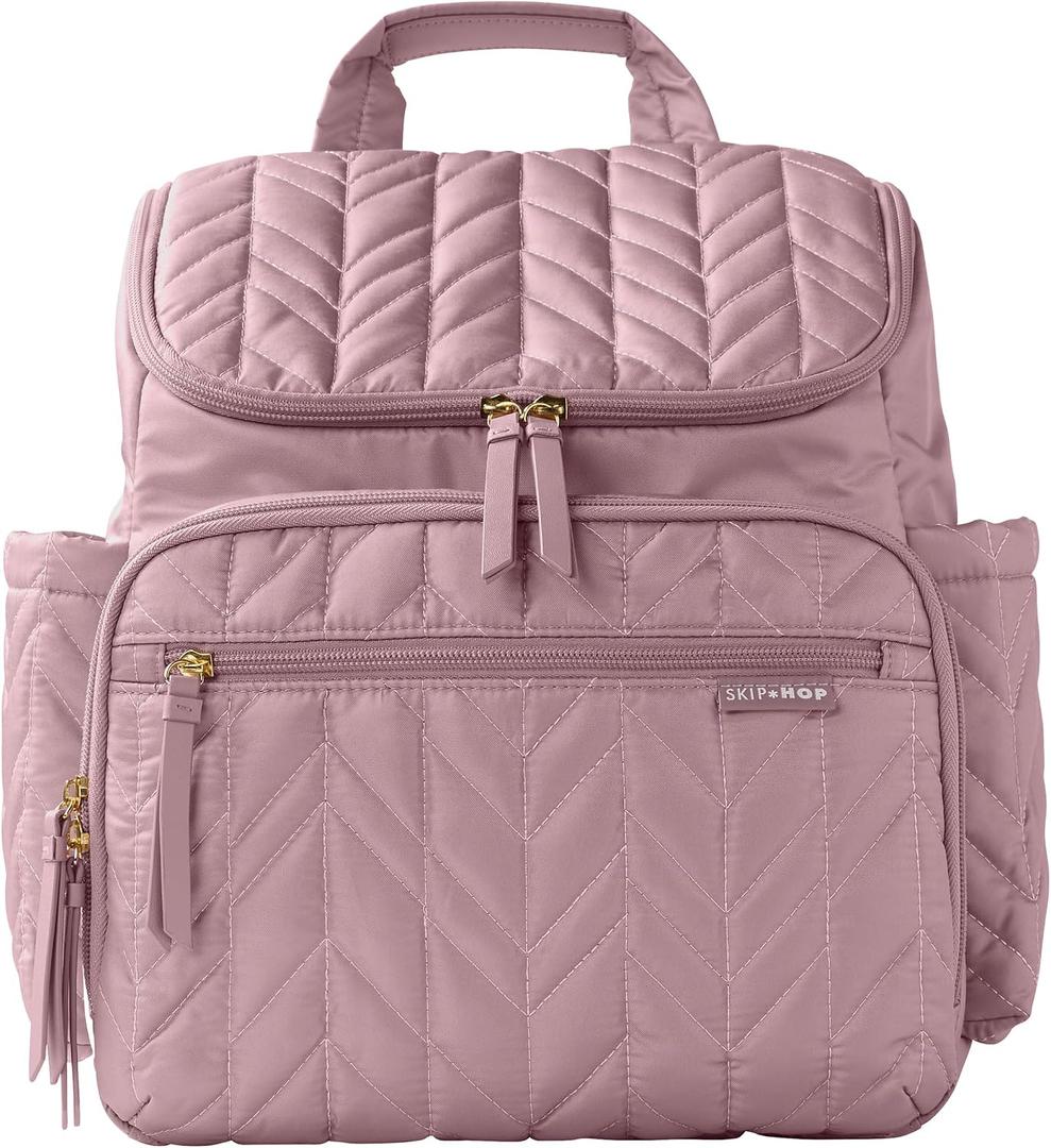 Skip Hop Diaper Bag Backpack: Forma, Multi-Function Baby Travel Bag with Changing Pad & Stroller Attachment, Mauve Mist, Medium