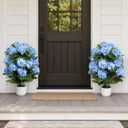 Hydrangea Artificial Flowers, 2 Pack 30in Blue Potted Plants, UV Resistant