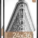 MCS Trendsetter 24x36 Poster Frame Black High-Gloss, Vertical & Horizontal Wall Hanging Large Picture Frame for Photos, Posters & Art Prints (2-Pack)