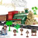 Train Set Electric Train Toys for Kids, Christmas Train Set with Smokes, Light & Sound for Under Christmas Tree, Toddler Model Trains for 3 4 5 6 7 8+ Years Old Kids Boys Birthday Gifts (Large)