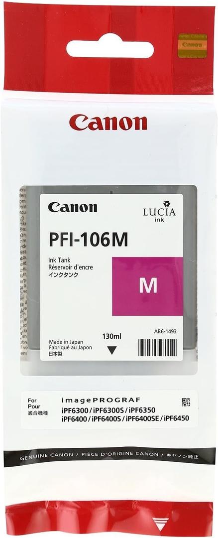 Canon PFI-106M 6623B001AA imagePROGRAF iPF6400 iPF6450 Ink Cartridge (Magenta) in Retail Packaging