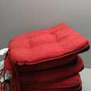 downluxe Indoor Chair Cushions for Dining Chairs, Tufted Overstuffed Textured Kitchen Chair Pads with Ties and Non-Slip Backing, 15.5" x 15.5" x 4", Red, 6 Pack