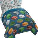 Jay Franco Minecraft Isometric 5 Piece Full Bed Set - Includes Comforter & Sheet Set - Bedding Features Creeper - Super Soft Fade Resistant Polyester - (Official Minecraft Product)