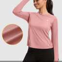 Women's Long Sleeve Running Shirt with Window Watch & Thumb Hole, UPF 50+ Sun Protection, Moisture-Wicking Reflective Gym Top Pink (S)