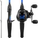 KastKing Centron Fishing Rod and Reel Combo, Spinning & Baitcasting Combos, IM6 Graphite 2Pc Blanks, Stainless Steel Guides with Ceramic Rings, Contoured EVA Handles & Fighting Butt, Cast-7' MH, Right Handed,New
