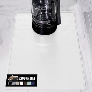 GORILLA GRIP Silicone Coffee Mat, Espresso Machine Bar Accessories, Keep Kitchen Counters Clean, Stays in Place, Waterproof and Heat Resistant Dish Drying Mats, Home Decor Essentials, 11.5x18.5, White