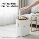 MOPALL Touchless Bathroom TrashCan with Lid, 3 Gallon / 12L Slim Motion Sensor Garbage Bin, Automatic Waste Basket for Bedroom, Office & Narrow Spaces, White & Gold