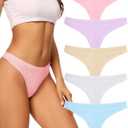 voenxe Seamless Women Underwear Thongs,No Show Ladies Thong,No Line Workout Breathable Comfortable Panties,Soft Undies,5-Pack (Medium)