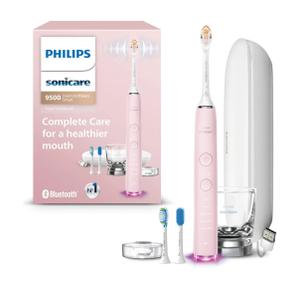 Philips Sonicare DiamondClean Smart 9500 Electric Toothbrush, Sonic Toothbrush with App, Pressure Sensor, Brush Head Detection, 5 Brushing Modes and 3 Intensity Levels, Pink, Model HX9923/21