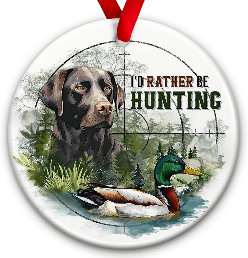 2 x SOL VIBES Hunting Duck Christmas Ornament  Hunting Dog and Duck Holiday Decoration, Rustic Outdoor Themed Ornament, Hunter Gifts Idea, Unique Xmas Tree Decor for Hunters, Outdoorsmen