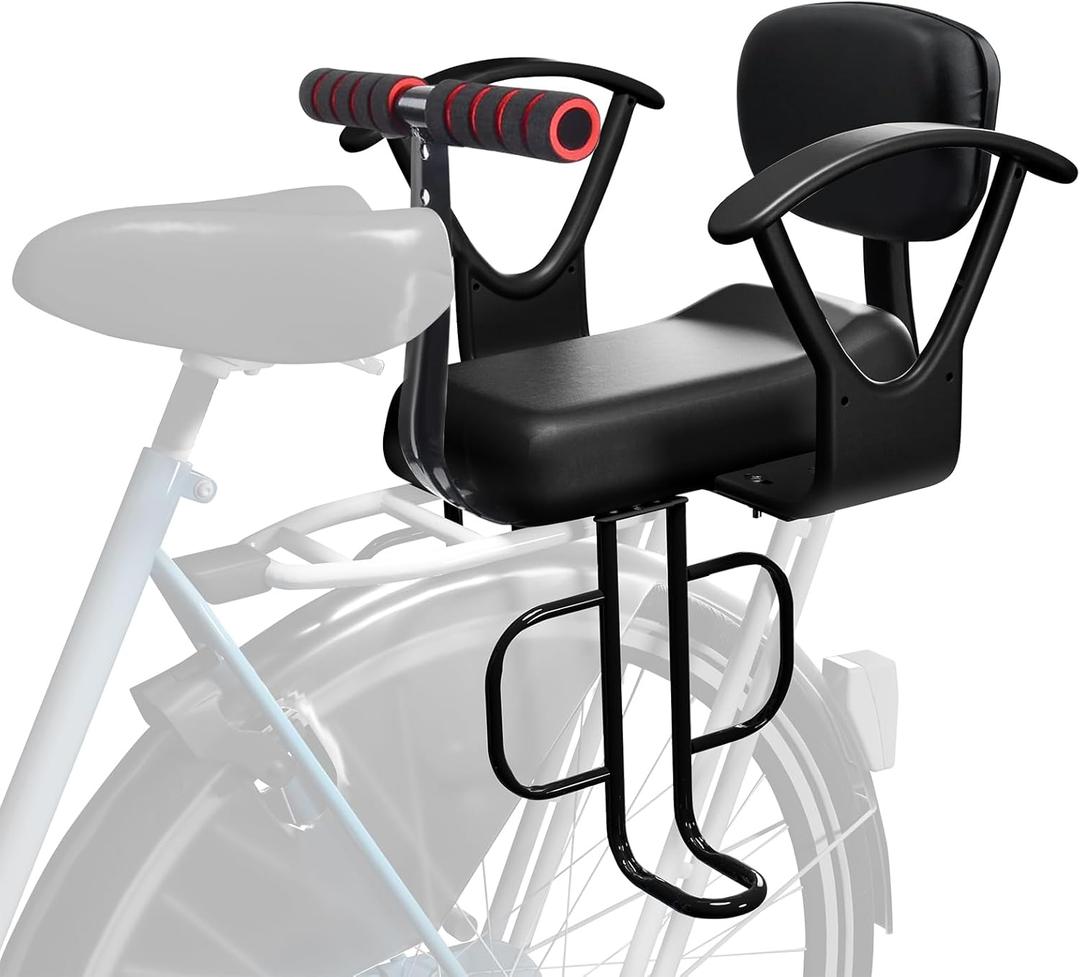 OUSEXI Rear Child Bike Seat with Thick Backrest, Rear Child Bicycle Seat Design for Children Aged 2 to 8 Years Old, One Size (Black-a)