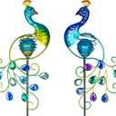 Viveta Garden Solar Lights Decorative, 2 Pack Metal Peacock Solar Lights Stake for Outdoor Garden Patio Yard Lawn Decorations