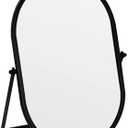 Tstarer Oval Vanity Mirror with Stand, Gold Metal Frame, Tabletop Makeup Mirror (Black, 7.1 x 11 inches)