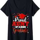Womens Proud Aunt Of Class of 2025 Graduate Senior Graduation V-Neck T-Shirt, XL