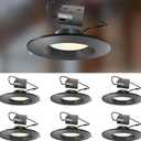 Lightdot 6 Inch Recessed Lighting 6 Pack Black, 12W Dimmable LED Downlight 3CCT Selectable (3000K/4000K/5000K), Anti-Glare Slim Canless Ceiling Light, Fixed 6 Pack