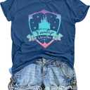 ALLTB Family Vacation Shirts Women Magical Castle Graphic Shirt Cute Magic Kingdom T-Shirt Summer Short Sleeve Top, XXL