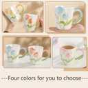 DTIUYIOP] Floral Ceramic Coffee Mug 12 Oz, Cute Flower Tea Cup with Handle for Women, Girly Mug Gift for Christmas Birthday, Home Office Drinkwareblue