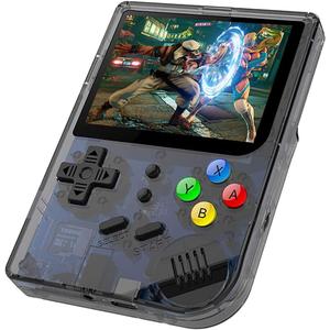 DREAMHAX RG300 Portable Game Console with Open Source System Preload 10000 Games, Handheld Video Games Player with 16G + 32G TF Card 3 Inch IPS Screen, Arcade Retro Games Gifts (Black Transparent)