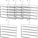 JAPCHET 6 Pack Non Slip Space Saving Pants Hangers - 5 Layers Stainless Steel Swing Arm Clothing Hangers Closet Organizer for Scarfs, Trousers, Ties, Black