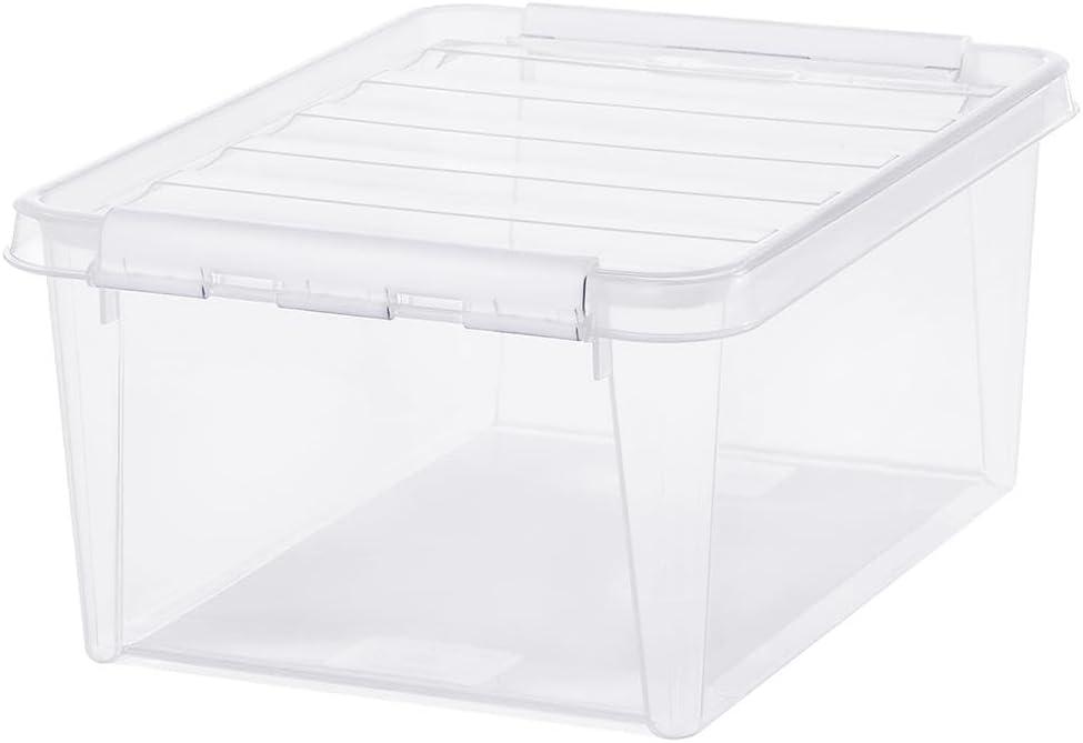 SmartStore Classic 15-10 x Clear Storage Boxes with Lids - BPA-Free Large Plastic Storage Boxes with Lid and Clips - Transparent - 14 L - 40 x 30 x 18 cm