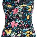 Hanna Nikole Women Plus Size One Piece Swimsuits Tummy Control Bathing Suit Twist Front Ruched Push Up Swimwear L