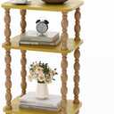 Small Side Table, 3-Tier End Table, Farmhouse End Table, Modern Accent Table, Narrow Couch Side Table for Small Spaces, Skinny Bedside Table Nightstand for Bedroom, Living Room(Rustic Walnut)