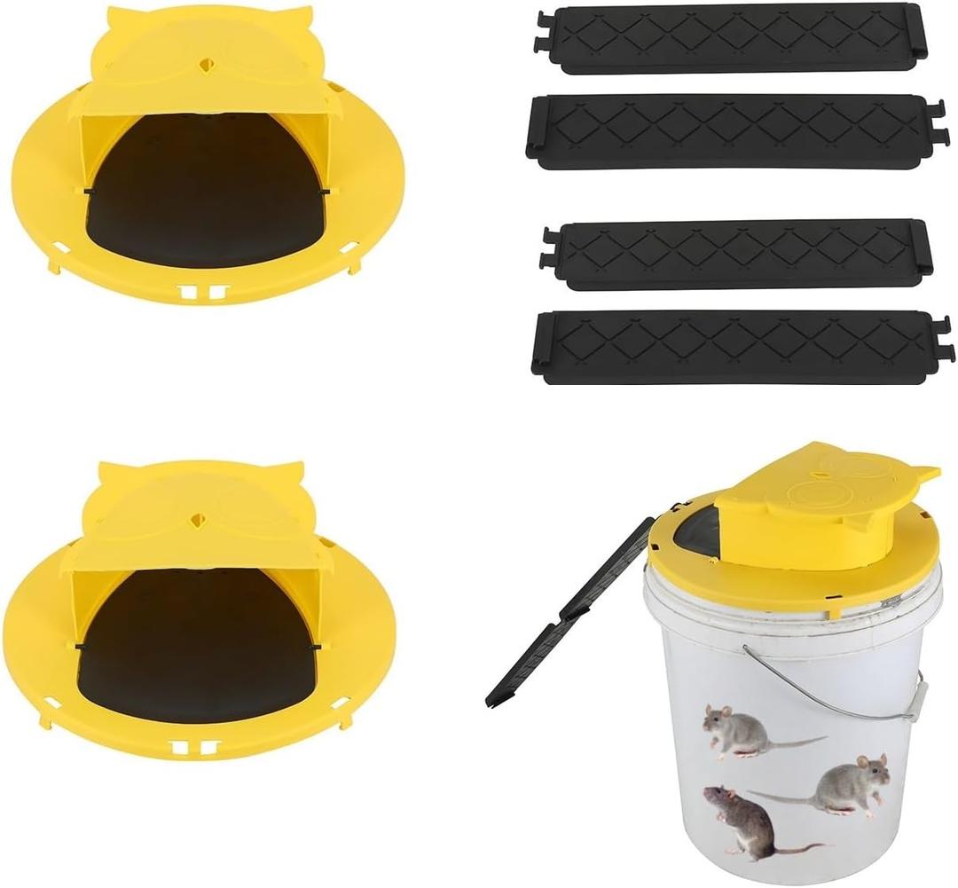 Bucket Lid Mouse Trap, Auto Reset, Humane and Efficient Mouse Trap Bucket-2Pack-d56