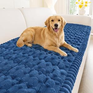 Smiry Couch Covers for Dogs Washable, Non Slip Fuzzy Pet Couch Covers for Sofa, Soft Thick Sofa Slipcovers Furniture Protector Pet Friendly (Navy, 27.6" x 70.9")
