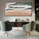 Large Abstract Green Framed Canvas Wall Art,Framed Neutral Landscape Wall Decor,Wave Water Artwork,Textured Art Paintings Pictures for Gallery,Hotel 29"x58"