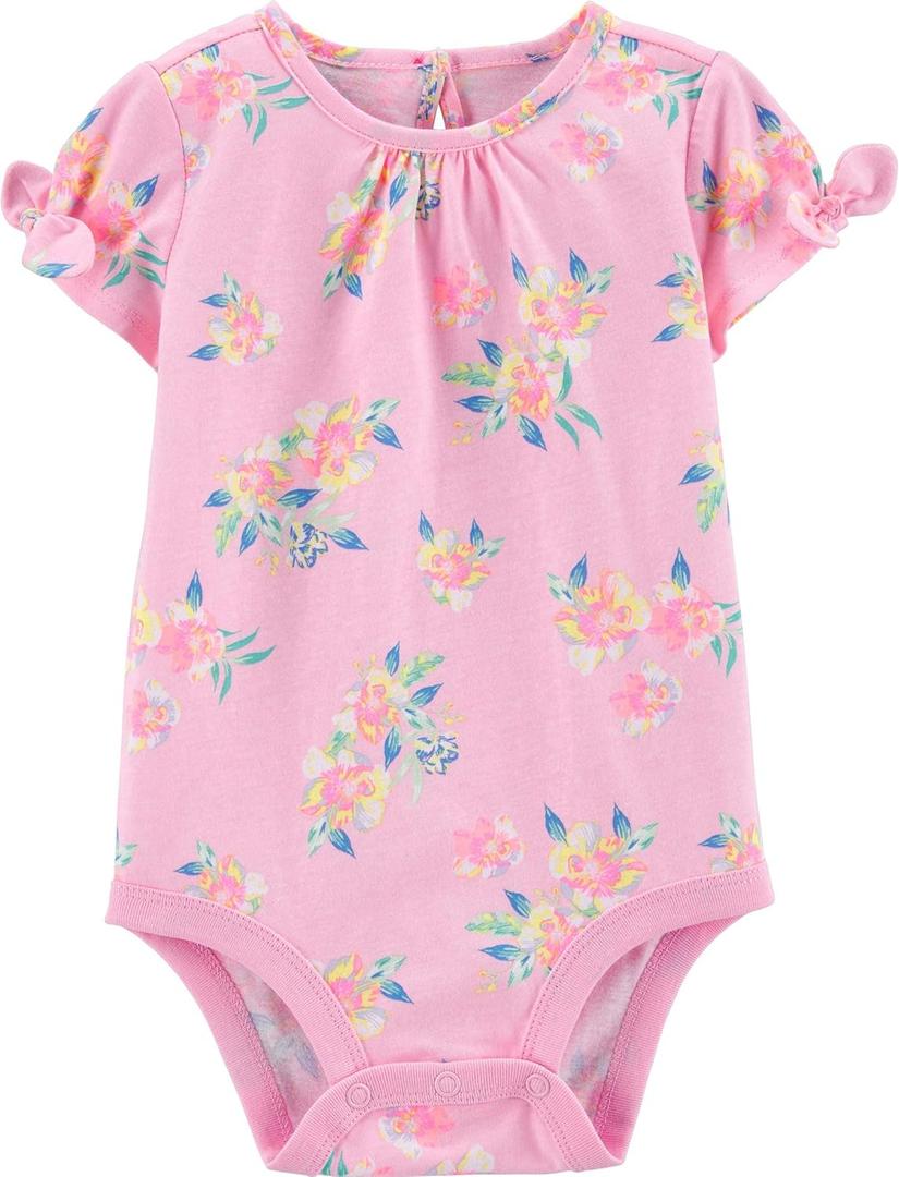OSHKOSH B'GOSH baby-girls Short-sleeve Bodysuit (18 Months, Pink Floral)