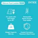 Intex 28076E Deluxe Pool Ladder with Removable Steps for Intex Pools with Wall Height of 48 Inch
