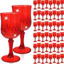 48 Pcs Red Plastic Glasses, Plastic Goblets for Parties, Vintage Glasses Bulk, Reusable Drinking Glass, Drinkware Cups for Wedding Party Reception Event Supplies