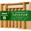 Kitsure Silverware Organizer - Expandable Bamboo Kitchen Drawer Organizer for Cooking Utensils and Cutlery, Sturdy & Thickened Kitchen Organizers and Storage Solution, Large, Natural