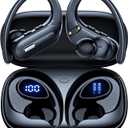 Wireless Earbuds Bluetooth 5.3 Headphones 90 Hrs Playtime Ear buds with Wireless Charging Case Power Display Over-ear Earphones with Earhooks Waterproof Stereo Headset for Android phone Workout Black