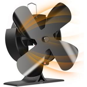 Signstek Wood Stove Fan Heat Powered,Fireplace Fan for Wood/Log Burner/Fireplace/Heater, Non Electric, Quiet,Thermal Fan Black Stove Fans 4 Blades Upgrade Large size