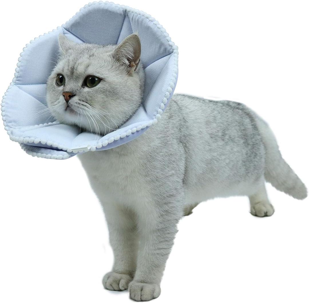 Soft Cat Recovery Collar,Adjustable Dog Cat Cone,Dog Protective Cone Collar After Surgery,for Cats and Small Dogs,Medium,Blue (Medium(neck:8.4"-9.8"))