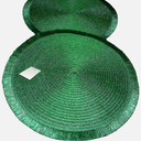 8Pack GREEN Metallic PLACEMATS 15" Round Holiday