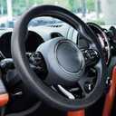 Spurtar Car Steering Wheel Cover for Women Men Car Accessories, Silicone Anti-Slip Thin Steering Wheel Protector, Black Soft Leather Texture Interior Vehicle Accessories, Fits 13"-17" Diameter