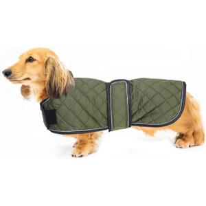 Warm Thermal Quilted Dachshund Coat,Dog Winter Coat with Warm Fleece Lining,Outdoor Dog Apparel with Adjustable Bands for Medium Dog-Army Green-M