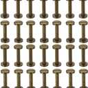 PATIKIL 25 Sets Chicago Screws, 20mm L Chicago Screw Slotted Binding Post Screw Bolts Rivets Brass Fasteners Connectors for Leather Belt Scrapbook Photo Albums, Bronze
