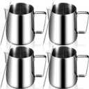 Dandat 4 Pcs Milk Frothing Pitcher 12 oz Espresso Steaming Pitcher Milk Frother Cup with Latte Art Pen Stainless Steel Coffee Bar Espresso Machine Accessories Cappuccino Barista Tools