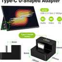 AGVEE 180 Degree Angled USB-C to USB-C Adapter and 2 Direction U-Shaped Mini HDMI to HDMI Converters, HDMI 2.0 4k@60HZ, Coupler Extender Extension for Portable Display Monitor, Black