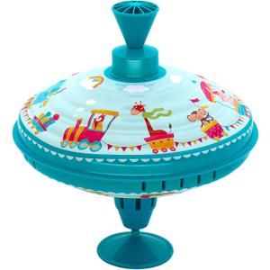 Humming Top Tin Spinning Top for Baby 18 Months and up, Classic Retro Toys for Toddler, Pump Spinner with Base, Parade Fun 7.9 Large Size