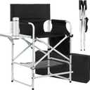 Tall Makeup Chair 41'', Director Chair 600 lbs Foldable Portable, Makeup Chair for Makeup Artist with Table, Cup Holder, Storage Bag & Footrest