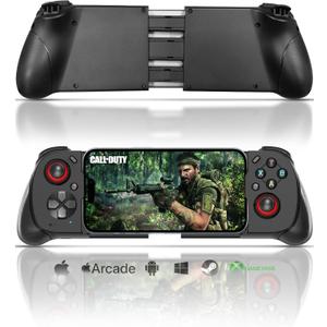 Joso Wireless Mobile Gaming Controller for iPhone/Android, Phone Controller Support Phone Case, Analog Trigger, Play Call of Duty, Genshin Impact, Minecraft, Roblox, Cloud Joystick for iOS Android (2024 New Version Black)