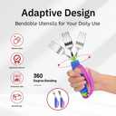 3 Pcs Adaptive Utensils for Disability, 360Gadgets Swivel Fork Spoon with Adjustable Silicone Strap for Weak Hand Grip & Handicapped & Parkinsons Travel Eating Utensils for Disabled, Elderly
