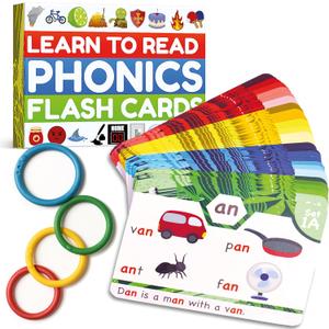 Phonics Flash Cards - Learn to Read in 20 Phonic Stages - Education for Kids Ages 4-8 Kindergarten 1st 2nd Grade