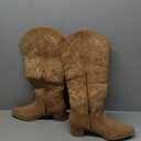 IUV Cowboy Boots For Women Knee High Western Cowgirl Boots Snip Toe Side Zipper Chunky Heel (11, Camel)