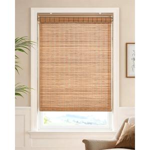 LazBlinds Cordless Bamboo Roller Shades, 31" W x 70" H, Brown206 | Natural Light Filtering Bamboo Window Blinds, Bamboo Roll Up Shades for Bedroom Living Room Office Indoor